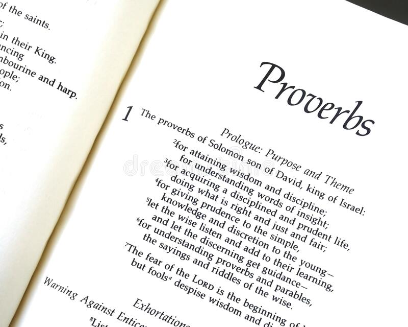 Bible opened to book of Proverbs, Chapter 1